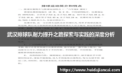 武汉排球队耐力提升之路探索与实践的深度分析